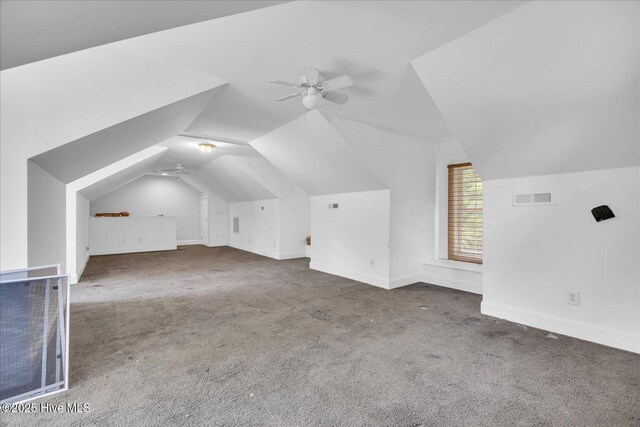 310 Garnercrest Rd, Wilmington, NC 28411 - bonus room featuring carpet flooring, vaulted ceiling, baseboards, ceiling fan, and heating unit