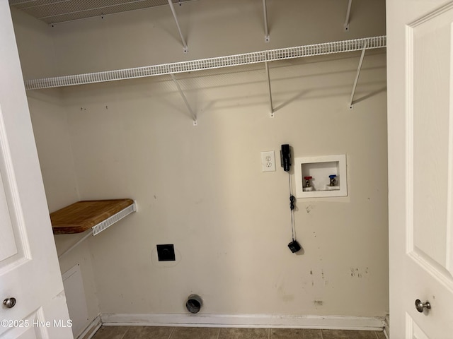 2400 King Richard Ct Unit D, Greenville, NC 27858 - clothes washing area featuring hookup for a washing machine, electric dryer hookup, tile patterned flooring, and baseboards