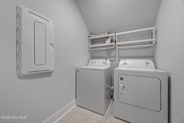 104 Two Sisters Ter, Sneads Ferry, NC 28460 - laundry area with independent washer and dryer, light tile patterned floors, and baseboards