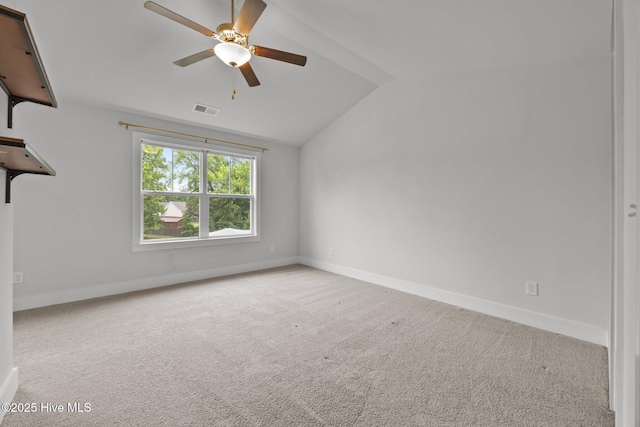 104 Two Sisters Ter, Sneads Ferry, NC 28460 - unfurnished room featuring vaulted ceiling, carpet, ceiling fan, and baseboards