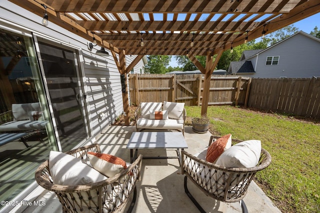 104 Two Sisters Ter, Sneads Ferry, NC 28460 - view of patio / terrace featuring an outdoor hangout area and a pergola