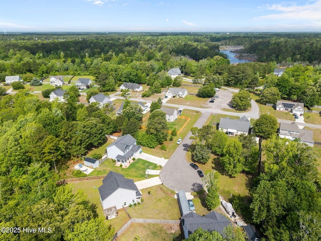 aerial perspective of suburban area with a forest