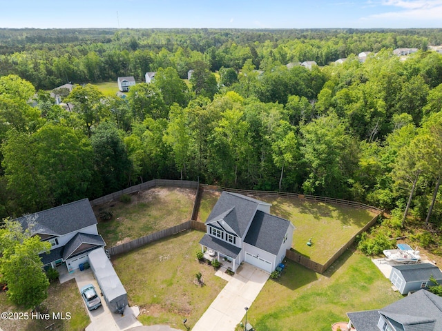 aerial view of a heavily wooded area