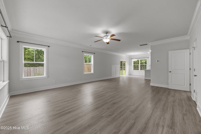 104 Two Sisters Ter, Sneads Ferry, NC 28460 - unfurnished room with ceiling fan, plenty of natural light, crown molding, and baseboards