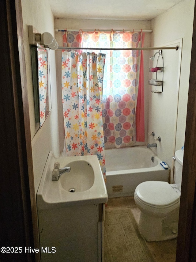 1122 Zion Church Rd, Conway, NC 27820 - bathroom featuring toilet, shower / bathtub combination with curtain, and vanity