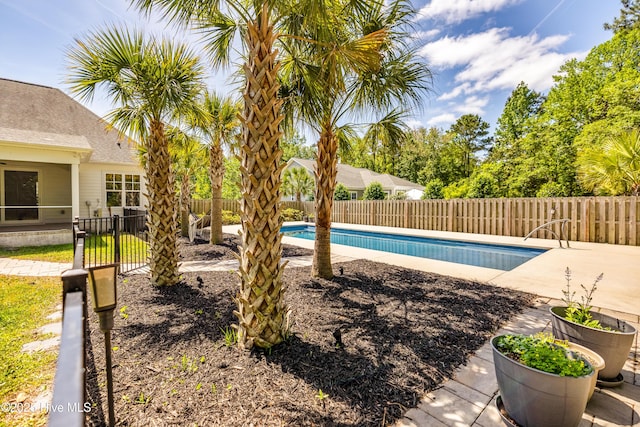 view of swimming pool featuring a fenced backyard