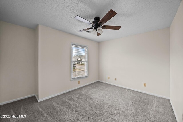 123 W Victoria Ct Unit F, Greenville, NC 27834 - unfurnished room featuring a ceiling fan, carpet, baseboards, and a textured ceiling