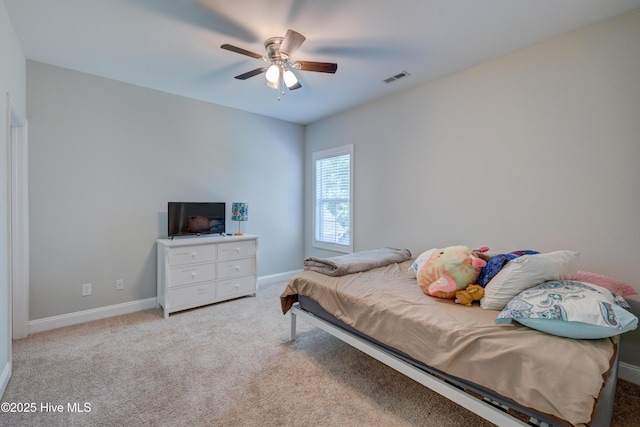 519 W Craftsman Way, Hampstead, NC 28443 - bedroom with baseboards, carpet flooring, and ceiling fan