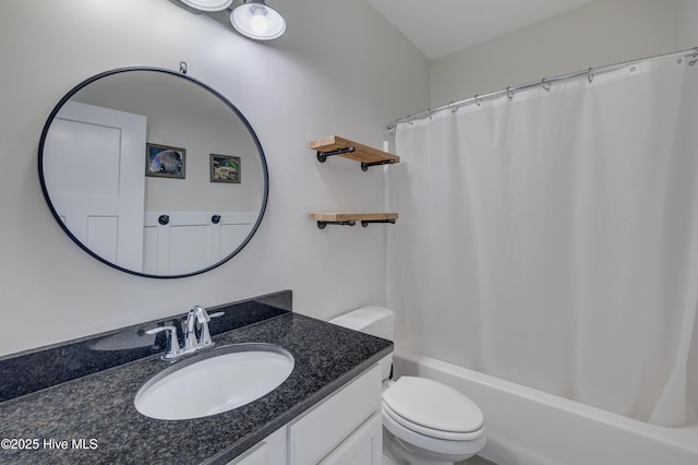 519 W Craftsman Way, Hampstead, NC 28443 - bathroom featuring toilet, vanity, and shower / bath combination with curtain