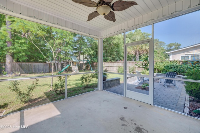 519 W Craftsman Way, Hampstead, NC 28443 - unfurnished sunroom with ceiling fan
