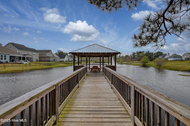 519 W Craftsman Way, Hampstead, NC 28443 - dock area featuring a gazebo, a water view, and a residential view