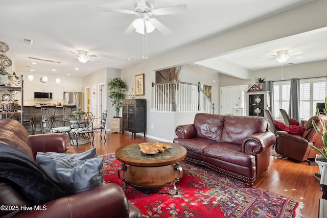 417 Pennington Loop, Myrtle Beach, SC 29588 - living area with ceiling fan, hardwood / wood-style floors, baseboards, and recessed lighting