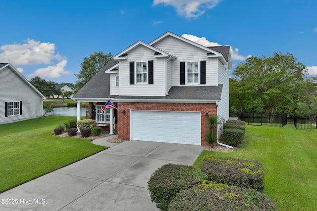417 Pennington Loop, Myrtle Beach, SC 29588 - traditional-style house featuring brick siding, concrete driveway, roof with shingles, an attached garage, and a porch