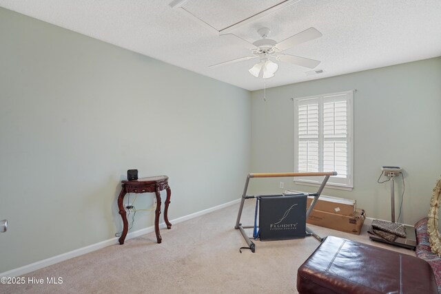417 Pennington Loop, Myrtle Beach, SC 29588 - sitting room with a ceiling fan, carpet, a textured ceiling, and baseboards