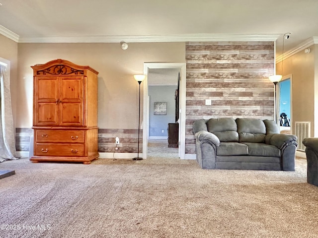 101 Pete Bunch Ln, Hobbsville, NC 27946 - carpeted living room with crown molding and baseboards