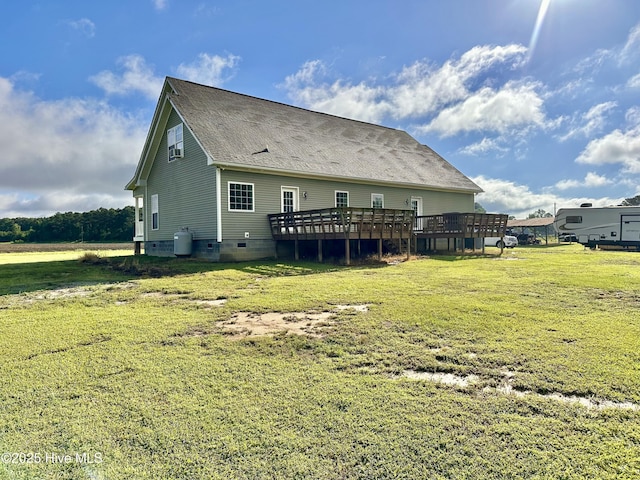 101 Pete Bunch Ln, Hobbsville, NC 27946 - back of property featuring a lawn, crawl space, and a deck