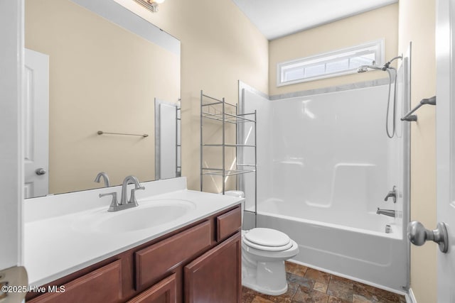 323 Frisco Way, Holly Ridge, NC 28445 - full bath with stone finish floors, toilet, vanity, and bathtub / shower combination