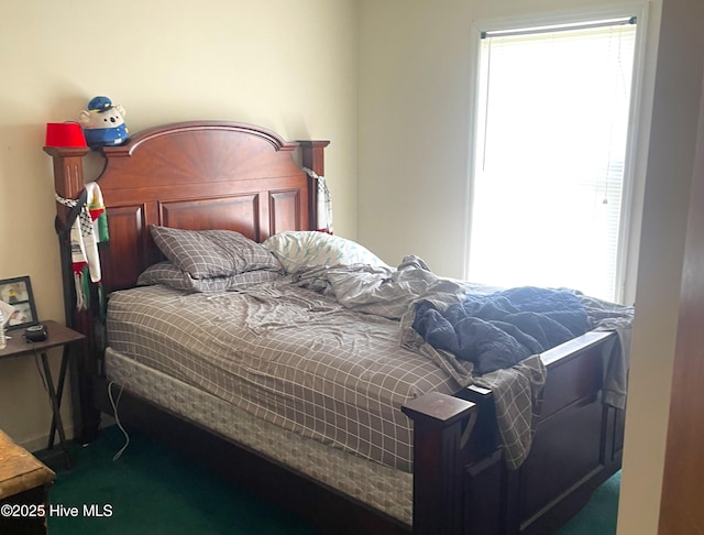 carpeted bedroom with multiple windows