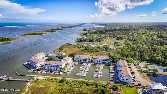 bird's eye view of a nearby body of water