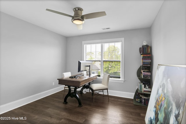 5606 Swiss Stone Ct, Wilmington, NC 28412 - office space featuring baseboards, a ceiling fan, and wood finished floors