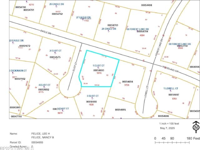 1 Eliot Ct, Jackson Springs, NC 27281 - map showing property parcels