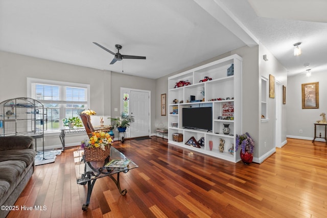 171 Adams Ln, Washington, NC 27889 - living area with ceiling fan, hardwood / wood-style floors, and baseboards