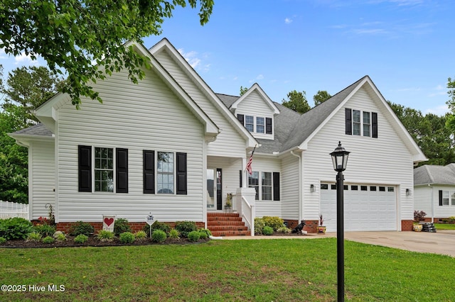 171 Adams Ln, Washington, NC 27889 - traditional-style home with concrete driveway, roof with shingles, a front lawn, and crawl space