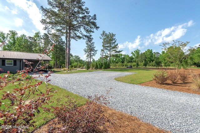 229 Rays Bridge Rd, Whispering Pines, NC 28327 - view of dirt / gravel driveway featuring view of wooded area