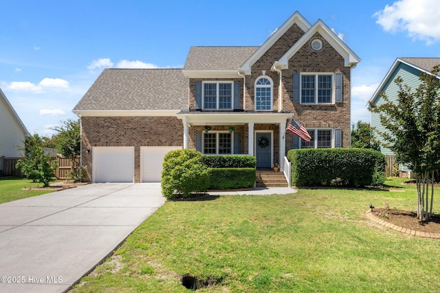 870 Wine Cellar Cir, Wilmington, NC 28411 - traditional-style house with brick siding, concrete driveway, an attached garage, and roof with shingles
