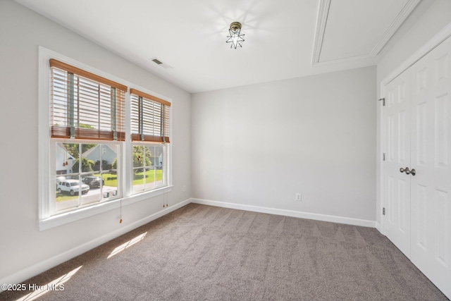 870 Wine Cellar Cir, Wilmington, NC 28411 - unfurnished bedroom with carpet, baseboards, attic access, and a closet