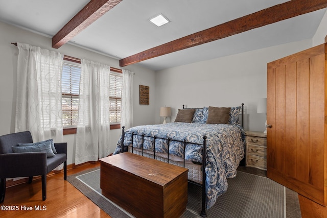 224 Westview Park Dr, Rocky Mount, NC 27804 - bedroom with beam ceiling and wood finished floors