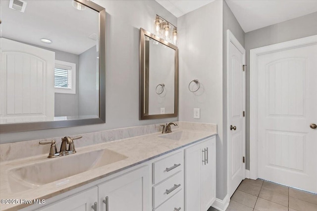 107 Meadowview Pl, Whispering Pines, NC 28327 - full bathroom with double vanity and tile patterned flooring
