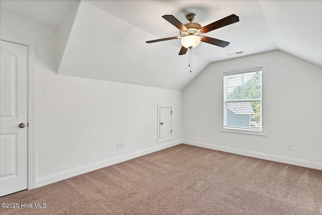 107 Meadowview Pl, Whispering Pines, NC 28327 - bonus room featuring lofted ceiling, carpet, and a ceiling fan