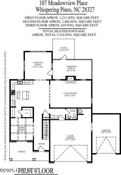 107 Meadowview Pl, Whispering Pines, NC 28327 - view of floor plan / room layout