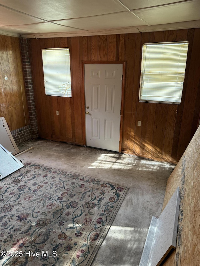 entrance foyer with wood walls