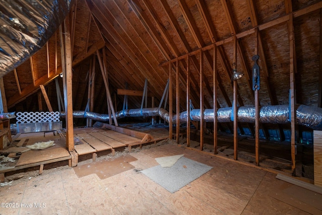 view of unfinished attic