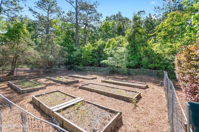 view of yard with a garden and fence