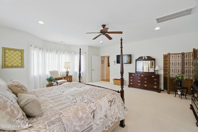 127 Meherrin River Dr, Hertford, NC 27944 - bedroom featuring carpet floors, recessed lighting, and ceiling fan