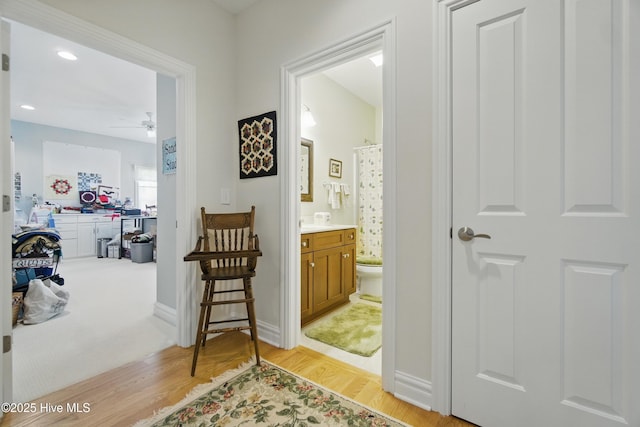 127 Meherrin River Dr, Hertford, NC 27944 - hall with light wood-type flooring and baseboards