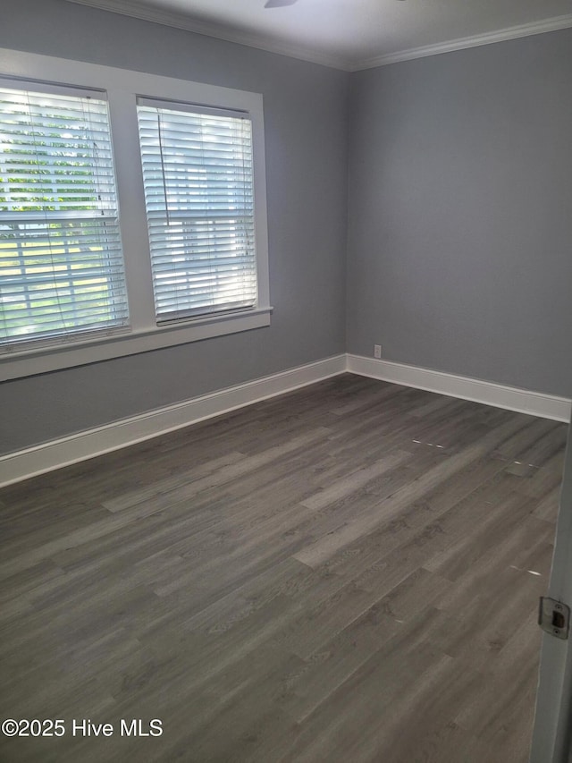 4384 Race Track Rd, Grifton, NC 28530 - empty room featuring crown molding, dark wood finished floors, and baseboards