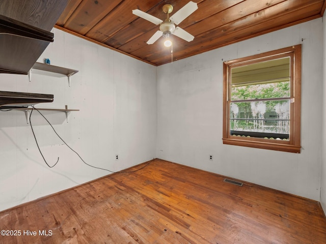 204 Cedar St, Emerald Isle, NC 28594 - unfurnished room featuring hardwood / wood-style floors, wood ceiling, and ceiling fan