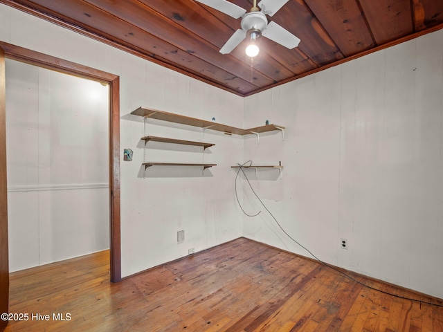 204 Cedar St, Emerald Isle, NC 28594 - spare room featuring hardwood / wood-style floors, ceiling fan, and wooden ceiling