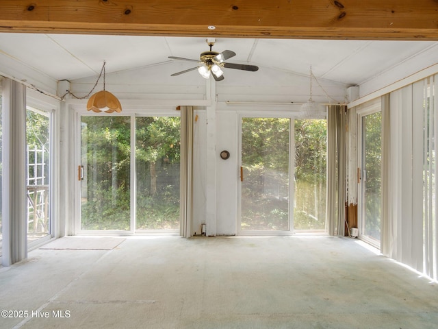 204 Cedar St, Emerald Isle, NC 28594 - unfurnished sunroom featuring vaulted ceiling, plenty of natural light, and carpet flooring