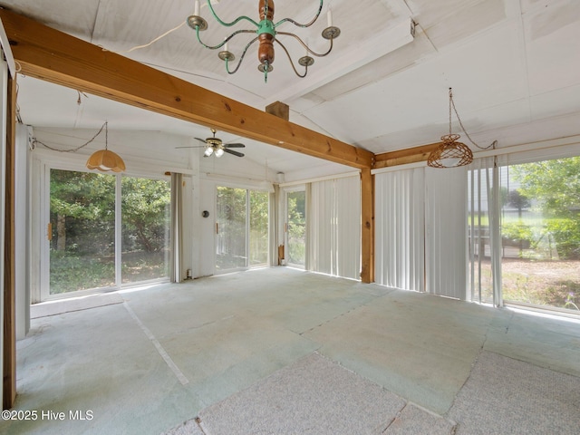 204 Cedar St, Emerald Isle, NC 28594 - unfurnished sunroom featuring plenty of natural light, a chandelier, and carpet flooring
