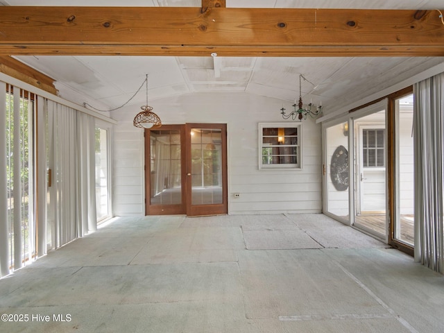 204 Cedar St, Emerald Isle, NC 28594 - unfurnished sunroom featuring lofted ceiling and a chandelier