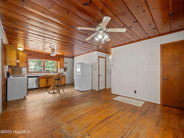 204 Cedar St, Emerald Isle, NC 28594 - living area with a ceiling fan, light wood finished floors, and wood ceiling