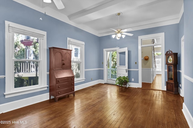 211 Ann St, Wilmington, NC 28401 - entryway featuring ceiling fan, hardwood / wood-style floors, and baseboards