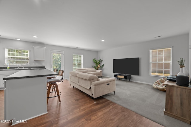 4569 Sandstone Dr, Greenville, NC 27858 - living area with wood finished floors, recessed lighting, and baseboards