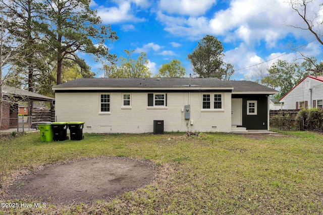 304 S Thompson St, Whiteville, NC 28472 - back of house with crawl space, brick siding, and central AC