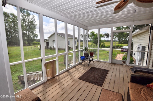 2046 Ash Little River Rd NW, Ash, NC 28420 - unfurnished sunroom featuring a ceiling fan